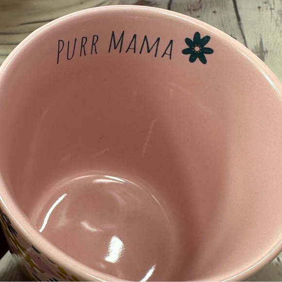 NWT prima design Pink retro Floral Cat Lover Mug PURR MAMA cat mom polka dot - Picture 6 of 7